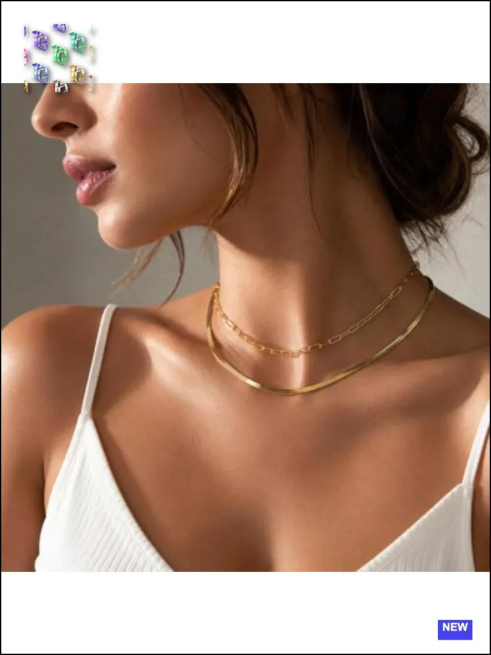 14K Gold Filled Foxtail Chain Necklace, Flat Snake Herringbone Layering
